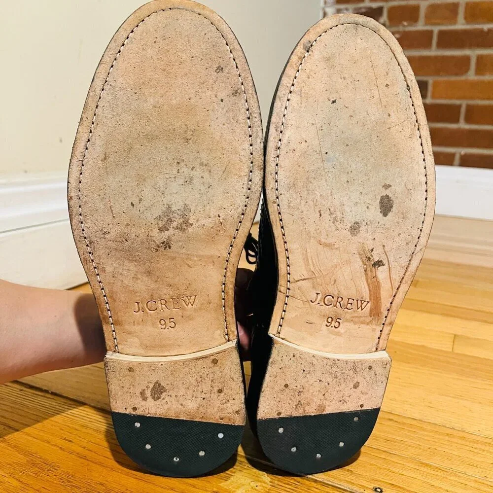 J. Crew Ludlow Wingtip Brown Leather Oxford Dress Shoes Brogue Men's Size 9.5